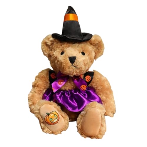 Halloween Kuscheltier Bären, tofftier-Plüschtier, Squishy-Bär-Spielzeug, Halloween Teddybär mit Kürbis Plüschtier,für Kinder Hallo-ween Geburtstagsgeschenke Weiches Bett Sofa Deko (Lila 2,32cm) von champracer