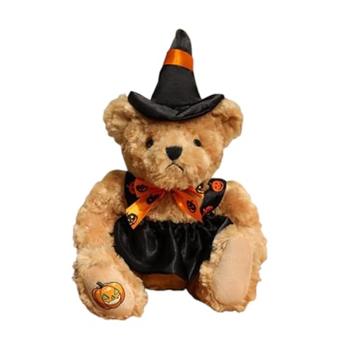 Halloween Kuscheltier Bären, tofftier-Plüschtier, Squishy-Bär-Spielzeug, Halloween Teddybär mit Kürbis Plüschtier,für Kinder Hallo-ween Geburtstagsgeschenke Weiches Bett Sofa Deko (Schwarz 2,32cm) von champracer