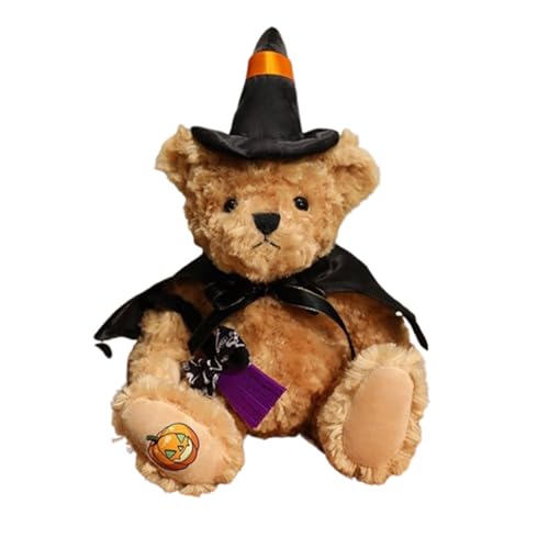 Halloween Kuscheltier Bären, tofftier-Plüschtier, Squishy-Bär-Spielzeug, Halloween Teddybär mit Kürbis Plüschtier,für Kinder Hallo-ween Geburtstagsgeschenke Weiches Bett Sofa Deko (Schwarz,32cm) von champracer
