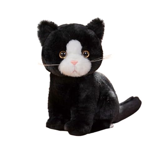 Katze Plüschtier,Plüschkatze Stofftier Katzen Die Aussehen Plüsch,Katze Kuscheltier,Katze Puppe Gefüllte Lebensechte Katze Plüschtier,Stofftier Katze für Babys Jungen (26cm,schwarz und weiß) von champracer