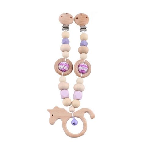 Kinderwagenkette aus Holz, Kinderwagen Spielzeug, Niedliche Tierform Kinderwagenspielzeug, Kinderwagenanhänger Kette, für Kinderbett, Autositz, Babyschale, Neugeborene Geschenk (Seepferdchen) von champracer