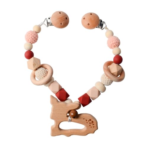 Kinderwagenkette aus Holz, Kinderwagen Spielzeug, Niedliche Tierform Kinderwagenspielzeug, Kinderwagenanhänger Kette, für Kinderbett, Autositz, Babyschale, Neugeborene Geschenk (Sikahirsch) von champracer