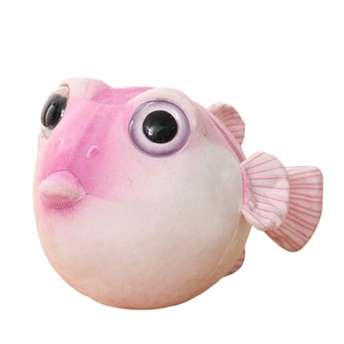 Kugelfisch Plüschtier Kuscheltiere,43CM Realistische Fisch Stofftier Kuscheltier Spielzeug Plüschkissen,Realistische Fisch Plüsch Spielzeug für Wilde Tiere Geschenk für Kinder grün (43cm,Rosa) von champracer