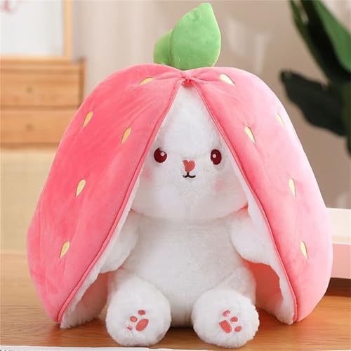 Kuscheltier Hase, Hasen Verstecken, Flip PlüSch Spielzeug, GefüLltes Kaninchen Mit Karotten Und Erdbeeren, Versteck Und Suchende Hasen In Karotten Oder Erdbeerenbeute (Erdbeerhäschen, 50 cm) von champracer