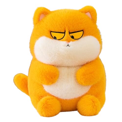Kuscheltier Katze Flauschiges Stofftier Kätzchen, Kuscheltier Lebensecht,30cm Simulation Kurzhaar Nette Katze Puppe Flauschigen Plüsch,Weiches Schmusetier für Mädchen, Jungen, Babys (Gelb,20cm) von champracer