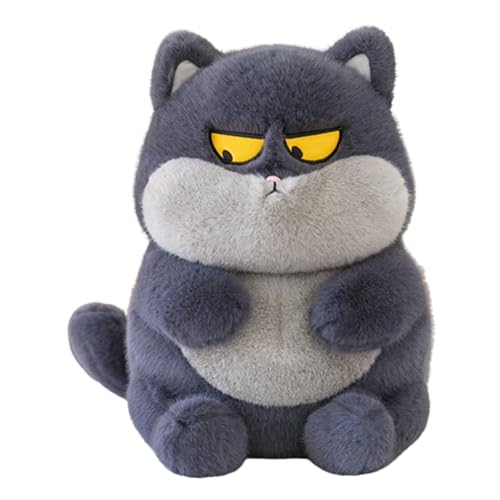 Kuscheltier Katze Flauschiges Stofftier Kätzchen, Kuscheltier Lebensecht,30cm Simulation Kurzhaar Nette Katze Puppe Flauschigen Plüsch,Weiches Schmusetier für Mädchen, Jungen, Babys (Dunkelgrau,30cm) von champracer