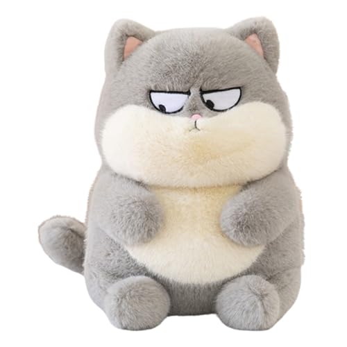 Kuscheltier Katze Flauschiges Stofftier Kätzchen, Kuscheltier Lebensecht,30cm Simulation Kurzhaar Nette Katze Puppe Flauschigen Plüsch,Weiches Schmusetier für Mädchen, Jungen, Babys (Hellgrau,30cm) von champracer