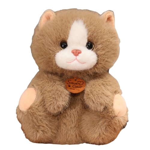 Kuscheltier Katze Katze Plüschtier Simulation Kurzhaar Nette Katze Puppe Kawaii Katze Kuscheltier Geschenk für Kinder Jeglichen Alters (35cm,braune-A) von champracer