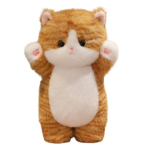 Kuscheltier Katze Lebensecht,Niedliches Plüschkätzchen Spielzeug für Kinder,Kawaii Katze Kuscheltier Realistisch,Kurzhaar Nette Katze Puppe Flauschigen Plüsch,Geschenk für Kinder (50cm,Braun) von champracer