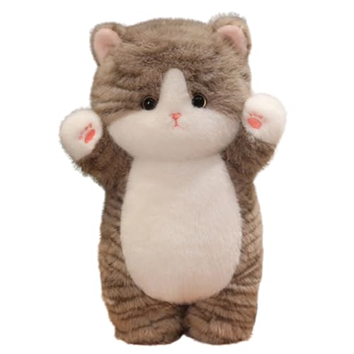 Kuscheltier Katze Lebensecht,Niedliches Plüschkätzchen Spielzeug für Kinder,Kawaii Katze Kuscheltier Realistisch,Kurzhaar Nette Katze Puppe Flauschigen Plüsch,Geschenk für Kinder (50cm,Grau) von champracer