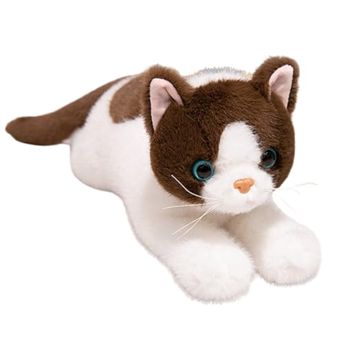 Kuscheltier Katze Lebensecht,Simulation Kurzhaar Katze Plüsch Spielzeug Puppe, 45cm Simulation Kurzhaar Nette Katze Puppe Flauschigen Plüsch,Stofftierpuppe Geschenk für Kinder (53cm,Kaffee) von champracer