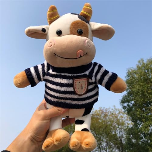 Kuscheltier Kuh, Kuh Kuscheltier Im Gestreiften Strickpullover, Flauschiger Stofftier Kuh Zum Spielen, Plüsch Kuh Sitzend, Weiche Kuscheltier Hochlandrind Plüschkuh Spielzeug Geschenke (#05, 50 cm) von champracer