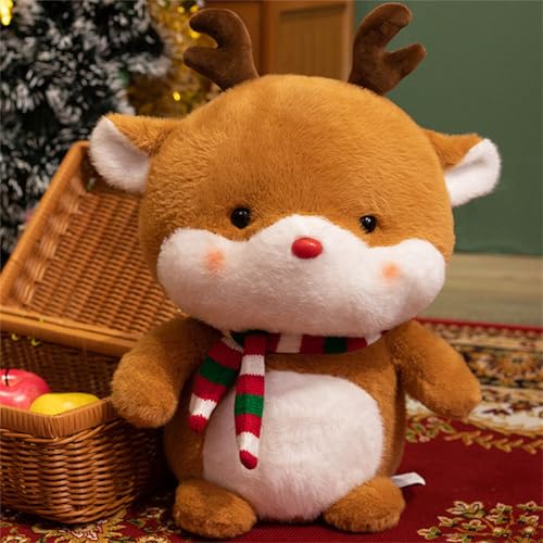 Kuscheltier Weihnachten, Weihnachten Elch Puppe, Weihnachten PlüSchtier, Cartoon Wurfkissen Dekokissen, PlüSchtier Dekoration Ornament Schneemann Puppe, Weihnachtsmann Puppe (25 cm,Hirsche) von champracer