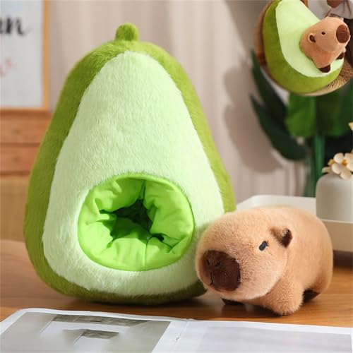 Neu Capybara Plüschtier, Kuscheltier Capybara 2 In1, Avocado Plüschtier, Simulation Avocado Kuscheltier XXL, Abnehmbar Plüschtier Super Weiche Gefüllte Spielzeug Plüsch Für Kinder (grün, 45 cm) von champracer