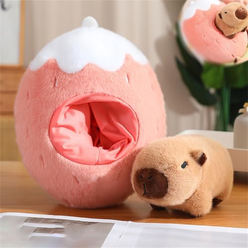 Neu Capybara Plüschtier, Kuscheltier Capybara 2 In1, Avocado Plüschtier, Simulation Avocado Kuscheltier XXL, Abnehmbar Plüschtier Super Weiche Gefüllte Spielzeug Plüsch Für Kinder (rosa, 45 cm) von champracer