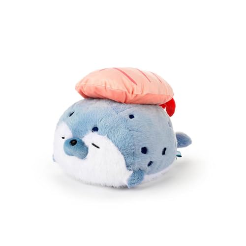 Niedliche Robbe Pillow,Garnelen Sushi Lebensmittel Plüschtiere für Kinder, Seehund Plüschtier Kissen Kawaii Robbe Tierkissen Kuscheltier Spielzeug for Kinder ,Robbe Kuscheltier Fett (40cm,blau) von champracer