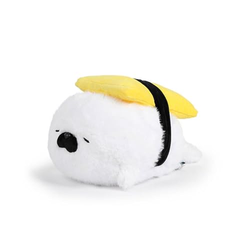 Niedliche Robbe Pillow,Garnelen Sushi Lebensmittel Plüschtiere für Kinder, Seehund Plüschtier Kissen Kawaii Robbe Tierkissen Kuscheltier Spielzeug for Kinder ,Robbe Kuscheltier Fett (40cm,weiß) von champracer