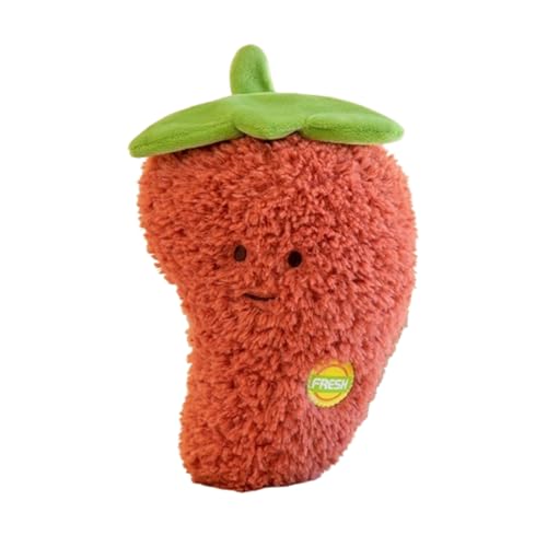champracer Obst Gemüse Plüschtiere, Niedlichen Obst Gemüse Kuscheltier, zum Spielen und Kuscheln, Weiches Schmusetier für Mädchen, Jungen, Babys (20 cm,Chili) von champracer