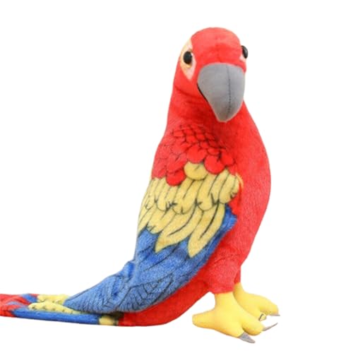 Papagei Kuscheltier,Plüschvogel Papagei Kinder's Weiches Kuscheliges Plüschtier für Kinder,Niedlich Kawaii Realistische Spielzeug Ostern Geschenk für Kinder Jungen Mädchen (70cm,Scharlachroter) von champracer