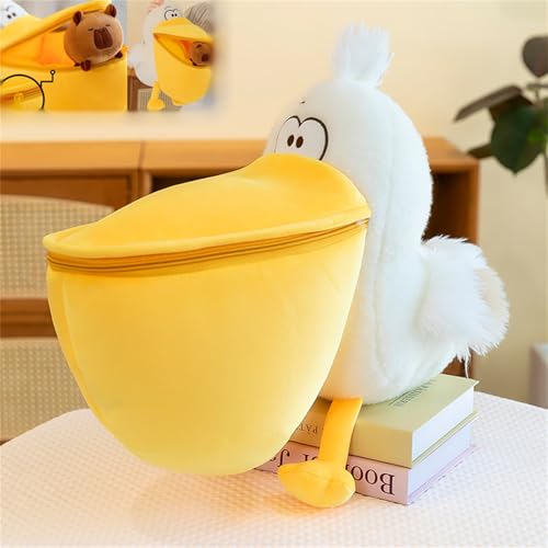 Pelikan Plüschtier, Kreative Capybara - Pelikan Kuscheltier, Weich Plüschtier Tiere Pelikan, Simuliertes Wildtier Plüschtier, Großem Schnabel Pelikan Stofftier Spielzeug Plüschkissen (31.5 cm,#03) von champracer