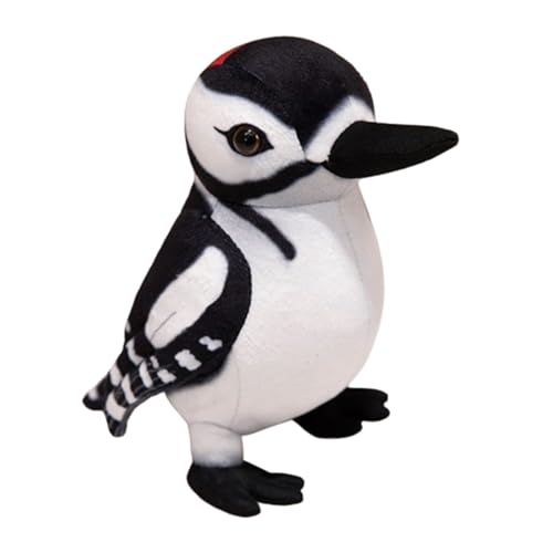 Pelzige Vogel-Plüschpuppe,Pelzige Vogel-Plüschpuppe, Realistischer 20 cm Vogel Stofftier,Flauschiges Stofftier zum Kuscheln und Spielen, Kuscheltier für Mädchen und Jungen (20cm,schwarz und weiß) von champracer