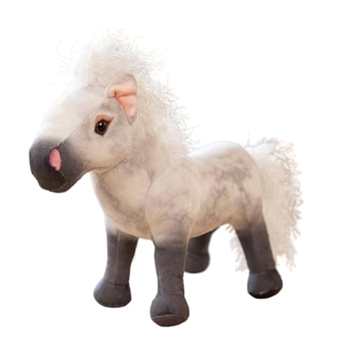 Pferd Kuscheltier, Simulation stofftier Pferd, süße Pferd plüschtier, Flauschiges Stofftier zum Kuscheln, Spielen & Schlafen, Geschenke für Mädchen und Jungen (32 * 26 cm,Grau) von champracer