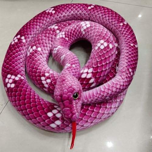 champracer PlüSchschlange Schlange GefüLlt Realistische PlüSchschlange, 200 cm Als Kuscheltier und Dekoration Geschenk für Kinder (200 cm,Rose) von champracer