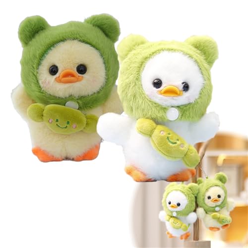 Plüschtier Für Enten, Frühlingsausflug Ente Plüsch Spielzeug Niedliche Transformation Ente, Neue Hut Abnehmbare Ente Plüsch Spielzeug, Tasche Charme Schlüsselanhänger Kleine Anhänger (2 Stück) von champracer