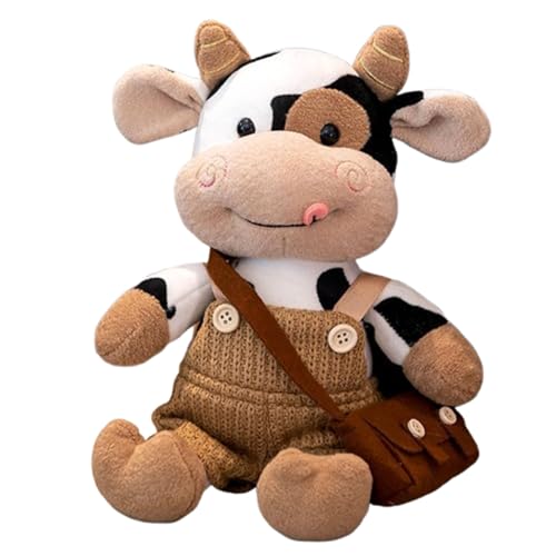 Plüschtier Milchkuh Puppe Stofftier Kissen Kuscheltier Milchkuh, zum Spielen und Kuscheln, Weiches Schmusetier für Mädchen, Jungen, Babys (40 cm,Riemen-Hose) von champracer