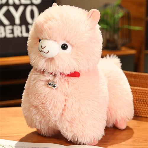 Plüschtier Stofftier Alpaka Puppe Wurfkissen Plüschtier Plüschkissen Spielzeug Schmusetier Geschenk, für Kinder Mädchen Jungen (25 cm,Rosa) von champracer