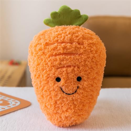 champracer Plüschtier Stofftier Obst Plüschtier Plüschkissen Spielzeug, Kissen Puppe Wurfkissen, Schmusetier Geschenk für Kinder Mädchen Jungen (25 cm,Karotte) von champracer