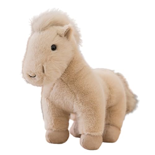 Plüschtiere Pferd,Realistische Pferd Plüschtier,Kuscheltier Pferd Plüschtier, Kawaii Pferd Kuscheltier,Flauschiger Stofftier zum Spielen Schmusetier Plüsch Pferd,für Mädchen Kinder (30cm,Beige) von champracer