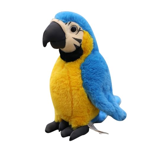 champracer Plüschvogel Papagei Kinder's Weiches Kuscheliges Plüschtier für Kinder 30cm Länge Blau Gelber Ara Papagei Parrot Plüsch Spielzeug für Kinder Mädchen Jungen (30 cm,Blau) von champracer