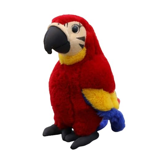 champracer Plüschvogel Papagei Kinder's Weiches Kuscheliges Plüschtier für Kinder 30cm Länge Blau Gelber Ara Papagei Parrot Plüsch Spielzeug für Kinder Mädchen Jungen (30 cm,Rot) von champracer