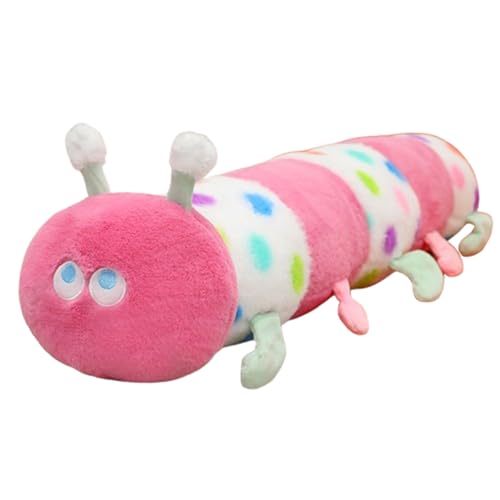 Raupe Stofftier Plüsch,WeichesSüßes Buntes,Regenbogen Alphabet Raupe Puppe,Kuscheltier Raupe Plüschtier,Spielzeug zum Kuscheln & Spielen Kinder Stofftier Plüschpuppen Wurfkissen (115cm,Rosa) von champracer