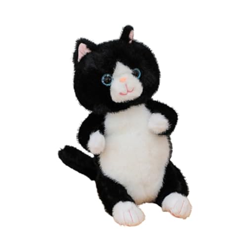 Realistic Plüsch Katze Plüschtier,Simulation Kurzhaar Nette Katze Puppe Kuscheltier Katze,weicher und kuscheliger Orange beschwerter Plüsch,Büro,Geburtstag,Weihnachten,Kindertag (Schwarz,27 cm) von champracer