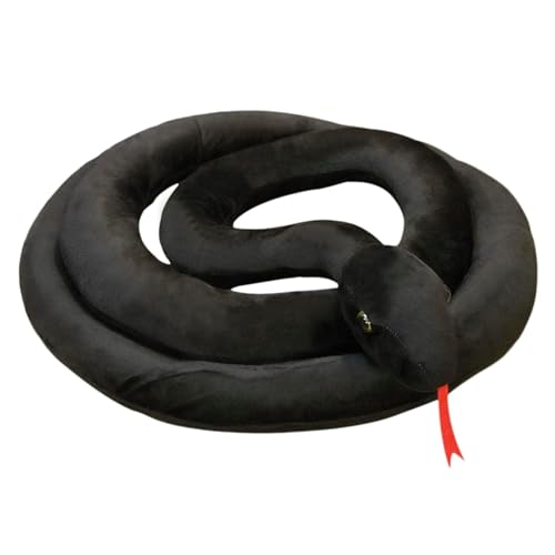 Realistische Schlange Kuscheltier Schlange Plüschtiere Große Plüschtier Plüschschlange Niedliches Plüschtier Riesen Plüschtier für Wohnzimmer Halloween und Themendekorationen (100CM,Schwarz) von champracer