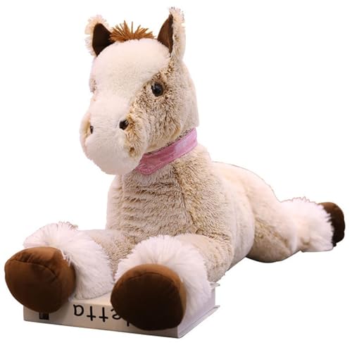 Riesen Plüschtier, Großes Braunes Pferd Plüschtier, Plüsch Pferd - Liegend, Plüschtier Riesige Flauschige Weich Jumbo Plüsch Spielzeug für Jungen und Mädchen (80-90 cm,Braun) von champracer