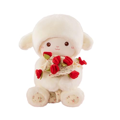 Schaf Kuscheltier,Kuscheltier Schaf, Rosen Schaf Plüschtier, Kawaii Plüschtiere Schaf Puppen, Realistische Schaf Plüsch Spielzeug für Wilde Tiere,Jungen & Mädchen (Rot,50cm) von champracer