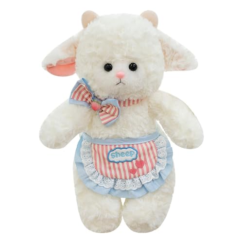 Schaf Kuscheltier Plüschtier Flauschiges Stofftier Klein Lamm Kawaii Plüsch,Kuscheltier Kuschelschaf Plüschtier Schaf,Weiches aus Schafwolle,Geschenk für Mädchen (53cm,Lätzchen) von champracer