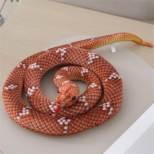 Schlange Kuscheltier Realistische PlüSchschlange, Als Kuscheltier und Dekoration Geschenk für Kinder (80 cm,Curry) von champracer
