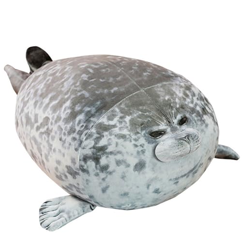 Siegel Plüschtier, Seal Plush Toy, Kuscheltie Plüschtier Robbe, Siegel Plüschtier, Niedliches Siegelkissen, Plüsch Klecks Kissen, Niedliche Cartoon Robbe Kissen Spielzeug Geschenke (Grau, 80 cm) von champracer