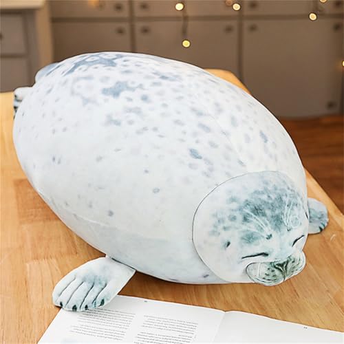 Siegel Plüschtier, Seal Plush Toy, Kuscheltie Plüschtier Robbe, Siegel Plüschtier, Niedliches Siegelkissen, Plüsch Klecks Kissen, Niedliche Cartoon Robbe Kissen Spielzeug Geschenke (Weiß, 80 cm) von champracer