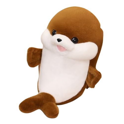 Siegel Plüschtier,Kuscheltie Plüschtier Robbe, Robbe Kuscheltier Gefüllte Plüschkissen,Siegel Kuscheltie Tier Kissen Niedliche Tier Puppe Flauschiges ,für Kinder Freunde und Familie (35cm,Braun) von champracer