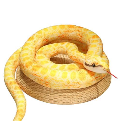 Simulierte gefleckte Boa Constrictor, Riesenschlange Plüschtier, realistische Schlange, Plüschtier, Plüschtier Boa, Spoof-Spielzeug, Halloween (110 cm,Goldene) von champracer