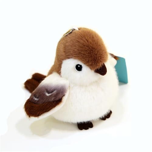 Spatz Plüschtier, Pelzige Vogel-Plüschpuppe, Realistischer 12 cm Vogel Stofftier, Niedlicher Kleiner Vogel Schlüsselanhänger Plüschie als Geschenk für Ihre Freunde (A) von champracer