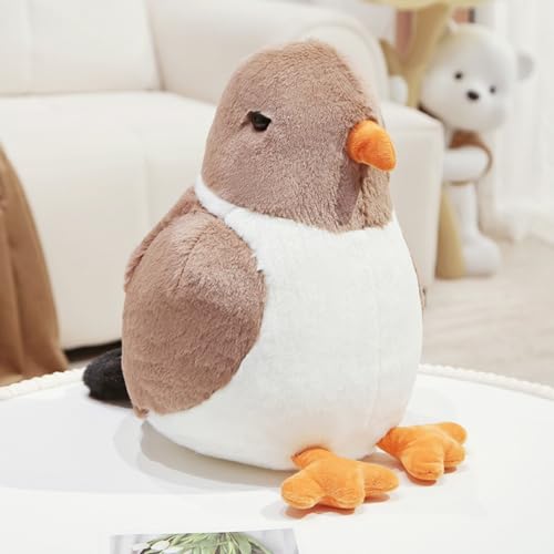 Taube Plüschtier Tauben Kuscheltier Pelzige Vogel-Plüschpuppe Niedlicher Kleiner Vogel Plüschie als Geschenk für Freunde und Kinder (30cm,Braun) von champracer