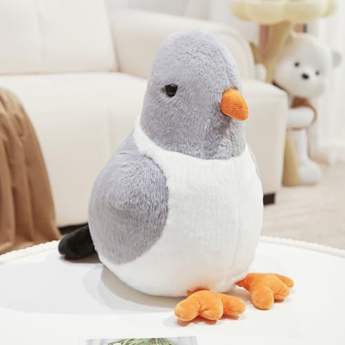 Taube Plüschtier Tauben Kuscheltier Pelzige Vogel-Plüschpuppe Niedlicher Kleiner Vogel Plüschie als Geschenk für Freunde und Kinder (30cm,Grau) von champracer