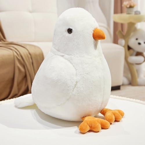 Taube Plüschtier Tauben Kuscheltier Pelzige Vogel-Plüschpuppe Niedlicher Kleiner Vogel Plüschie als Geschenk für Freunde und Kinder (30cm,Weiß) von champracer