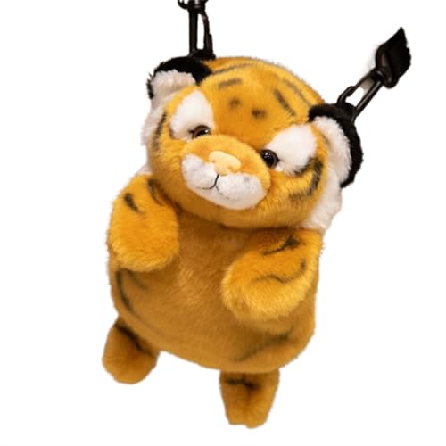 Tiger Plüschtier, Niedlich Plüsch Stofftier Kuscheltier,Mutter und Sohn Tigerpuppe Plüschtier,Realistische Tiger Plüschtier Kinder Plüsch,Geschenk Gemütliches Schmusetie (Gelber Rucksack 25cm) von champracer